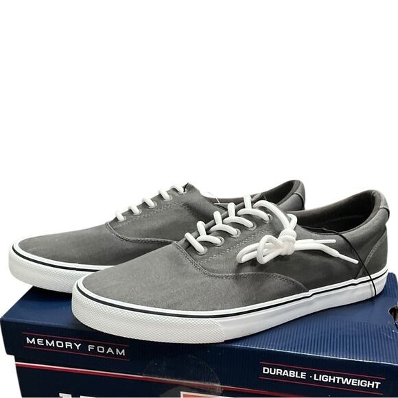 IZOD Men's Canvas Memory Foam Sneakers Grey Size 10.5 NIB - Picture 1 of 16